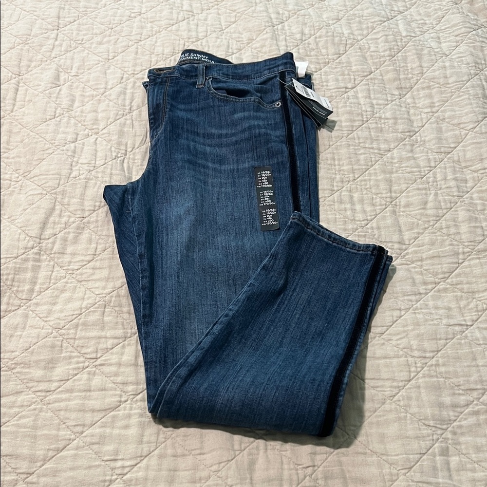 GAP Blue Denim Skinny Jeans with Black Stripe
